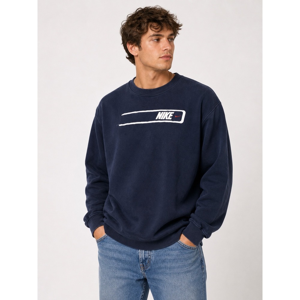 Vintage Nike Sweatshirt Mens XXL‎ Navy Blue Graphic Crewneck Made in USA 90s